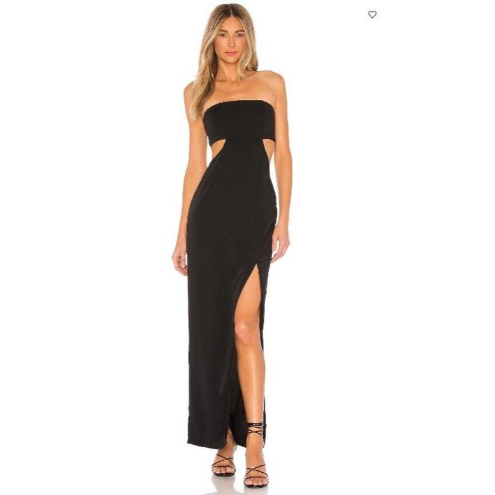 NWT Superdown Paola Maxi Dress in Black M Strapless Cut-Out